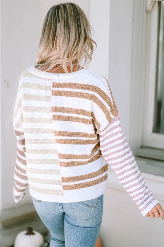 Stripe Blocked Drop Shoulder Slouchy Sweater Shop Style & More | Fresh Looks, Everyday Deals & Free Shipping