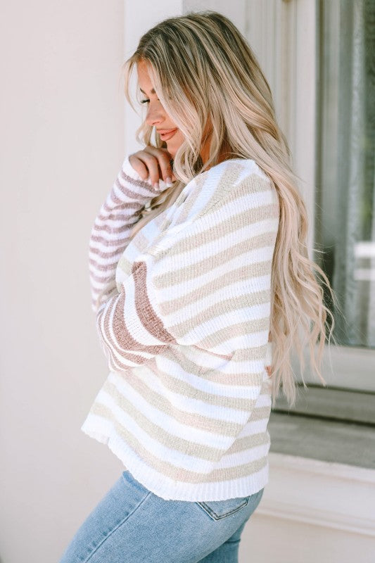 Stripe Blocked Drop Shoulder Slouchy Sweater Shop Style & More | Fresh Looks, Everyday Deals & Free Shipping
