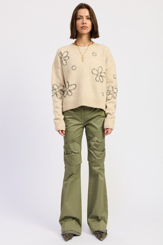 FLORAL WHIPSTITCH SWEATER Shop Style & More | Fresh Looks, Everyday Deals & Free Shipping