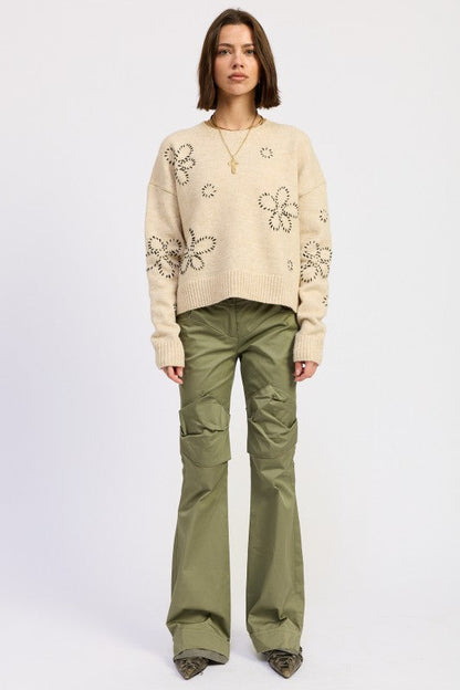 FLORAL WHIPSTITCH SWEATER Shop Style & More | Fresh Looks, Everyday Deals & Free Shipping