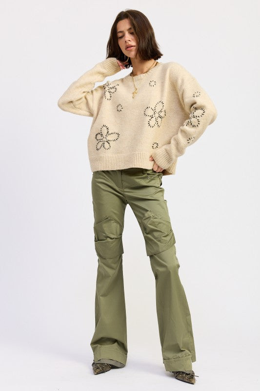 FLORAL WHIPSTITCH SWEATER Shop Style & More | Fresh Looks, Everyday Deals & Free Shipping