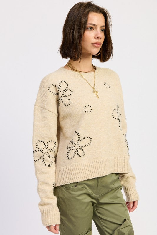 FLORAL WHIPSTITCH SWEATER Shop Style & More | Fresh Looks, Everyday Deals & Free Shipping