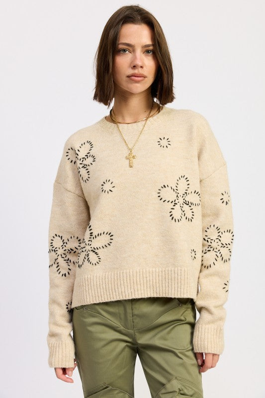 FLORAL WHIPSTITCH SWEATER Shop Style & More | Fresh Looks, Everyday Deals & Free Shipping