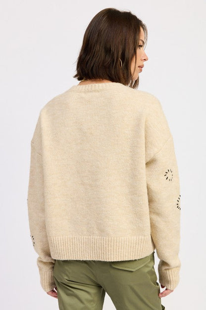 FLORAL WHIPSTITCH SWEATER Shop Style & More | Fresh Looks, Everyday Deals & Free Shipping
