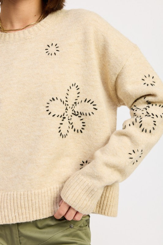 FLORAL WHIPSTITCH SWEATER Shop Style & More | Fresh Looks, Everyday Deals & Free Shipping