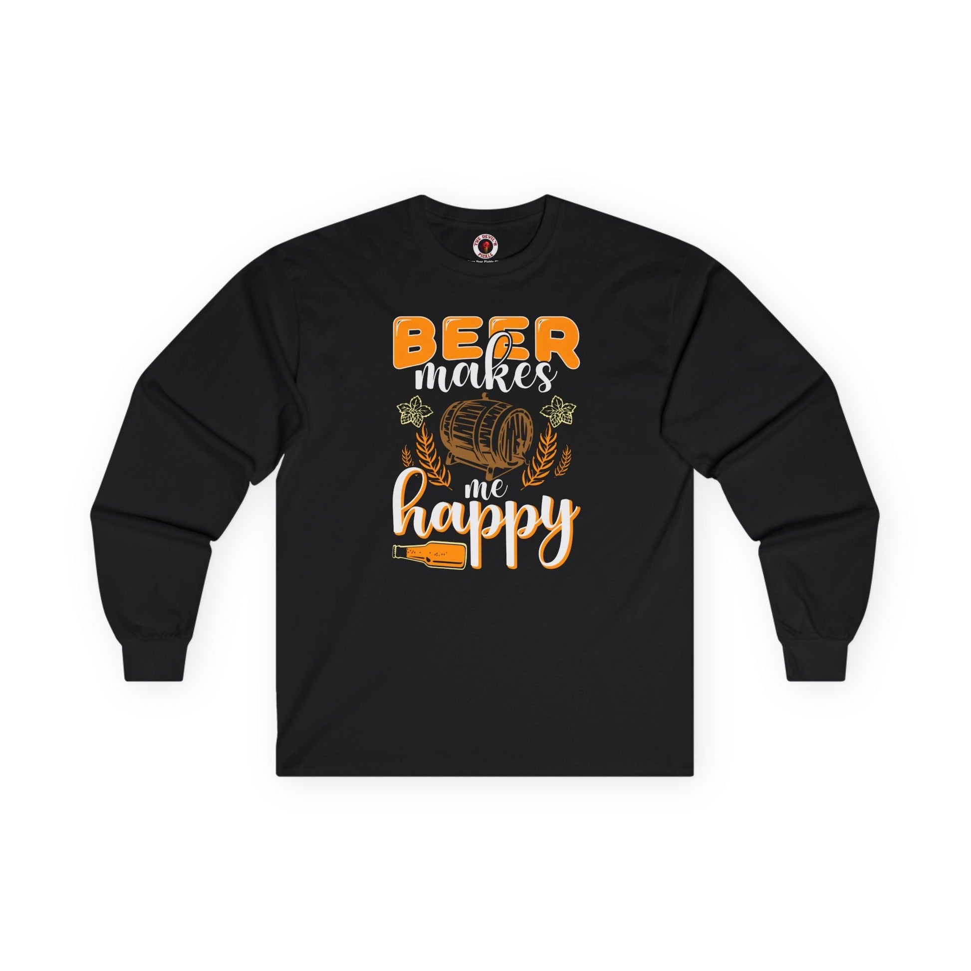 Beer Makes Me Happy Long Sleeve Tee The Devil's Pickle