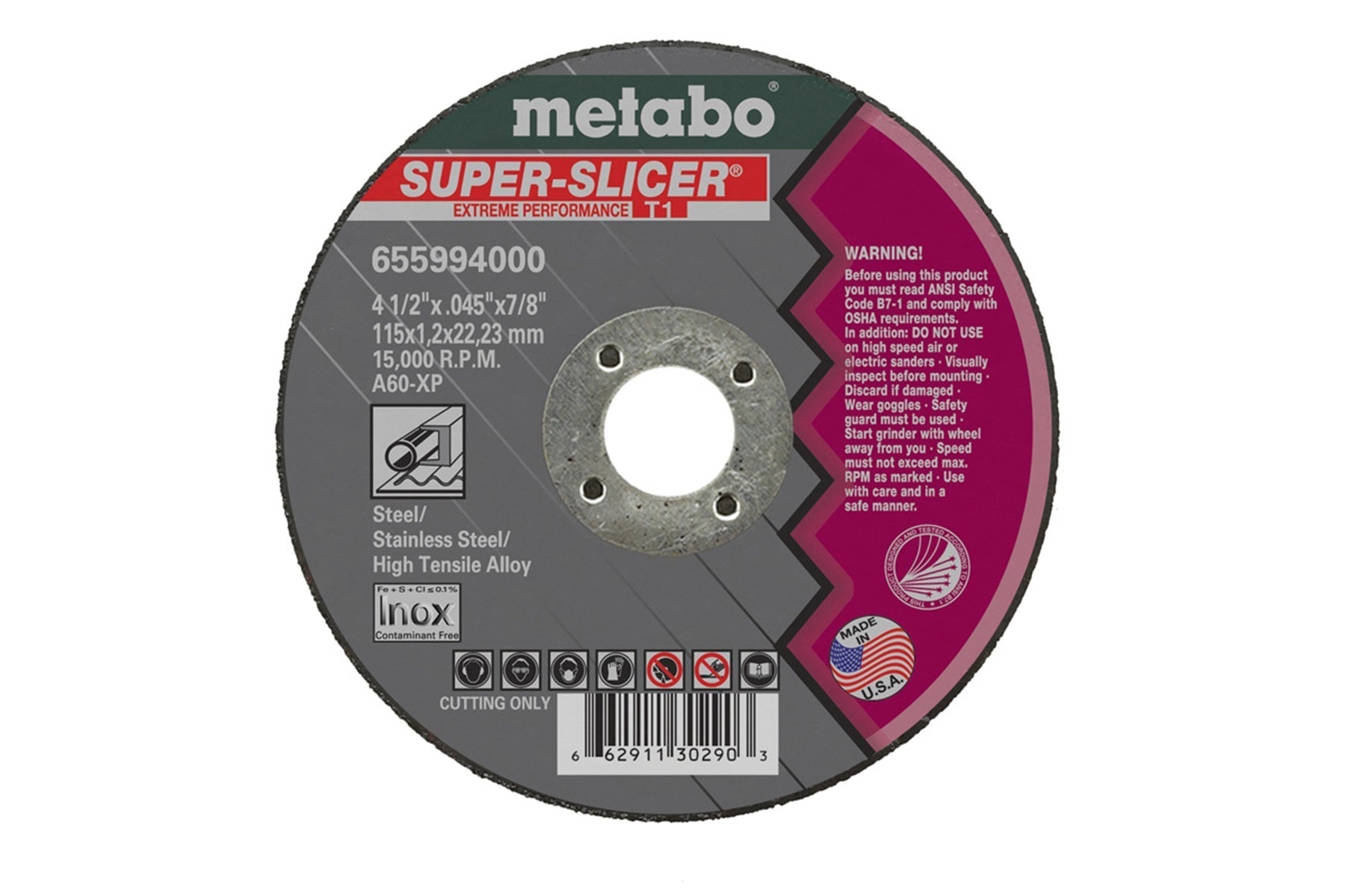 Metabo 655994000 4-1/2 In. x .045 Super Slicer Wheel VM Hardware