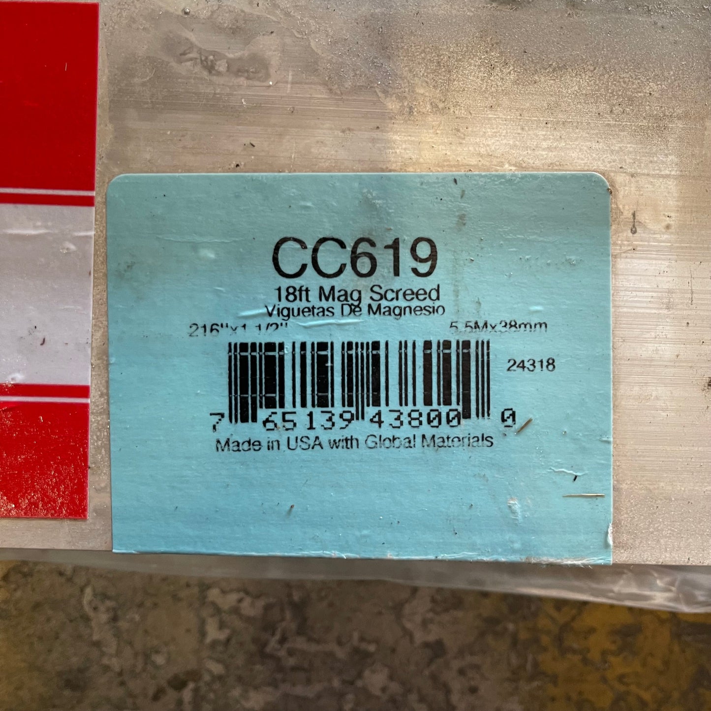 KRAFT TOOL CO. Magnesium Screed 216”x1 1/2”x3 1/2” CC619 PayWut