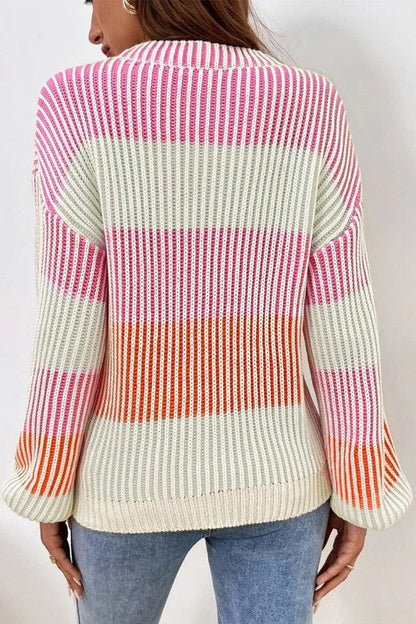 Colorblock Textured Knit Bubble Sleeve Sweater Shop Style & More | Fresh Looks, Everyday Deals & Free Shipping