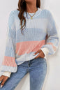 Colorblock Textured Knit Bubble Sleeve Sweater Shop Style & More | Fresh Looks, Everyday Deals & Free Shipping