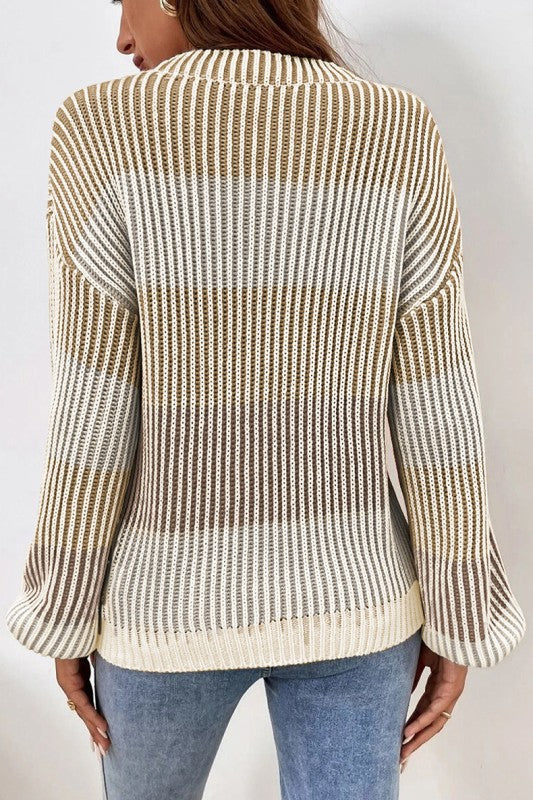Colorblock Textured Knit Bubble Sleeve Sweater Shop Style & More | Fresh Looks, Everyday Deals & Free Shipping