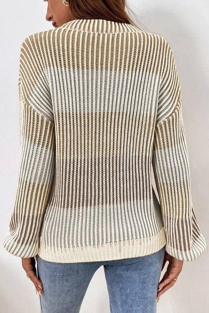 Colorblock Textured Knit Bubble Sleeve Sweater Shop Style & More | Fresh Looks, Everyday Deals & Free Shipping