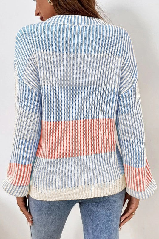 Colorblock Textured Knit Bubble Sleeve Sweater Shop Style & More | Fresh Looks, Everyday Deals & Free Shipping