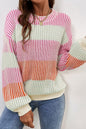 Colorblock Textured Knit Bubble Sleeve Sweater Shop Style & More | Fresh Looks, Everyday Deals & Free Shipping