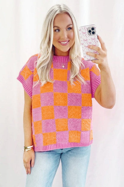Colorblock Plaid Pattern Ribbed Trim Sweater Tank Shop Style & More | Fresh Looks, Everyday Deals & Free Shipping