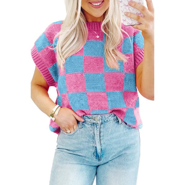 Colorblock Plaid Pattern Ribbed Trim Sweater Tank Shop Style & More | Fresh Looks, Everyday Deals & Free Shipping