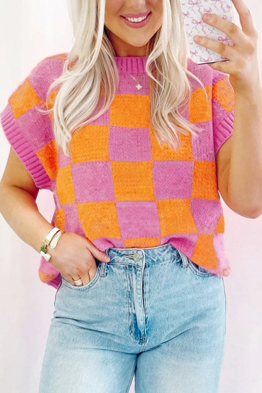 Colorblock Plaid Pattern Ribbed Trim Sweater Tank Shop Style & More | Fresh Looks, Everyday Deals & Free Shipping