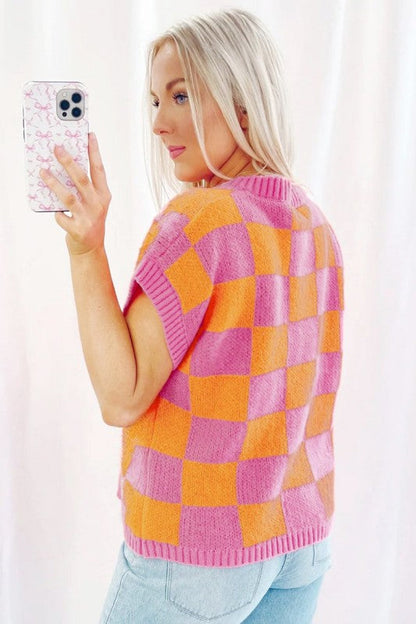 Colorblock Plaid Pattern Ribbed Trim Sweater Tank Shop Style & More | Fresh Looks, Everyday Deals & Free Shipping