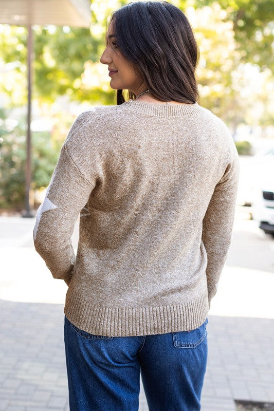 Khaki Star Pattern Drop Shoulder Sweater Shop Style & More | Fresh Looks, Everyday Deals & Free Shipping