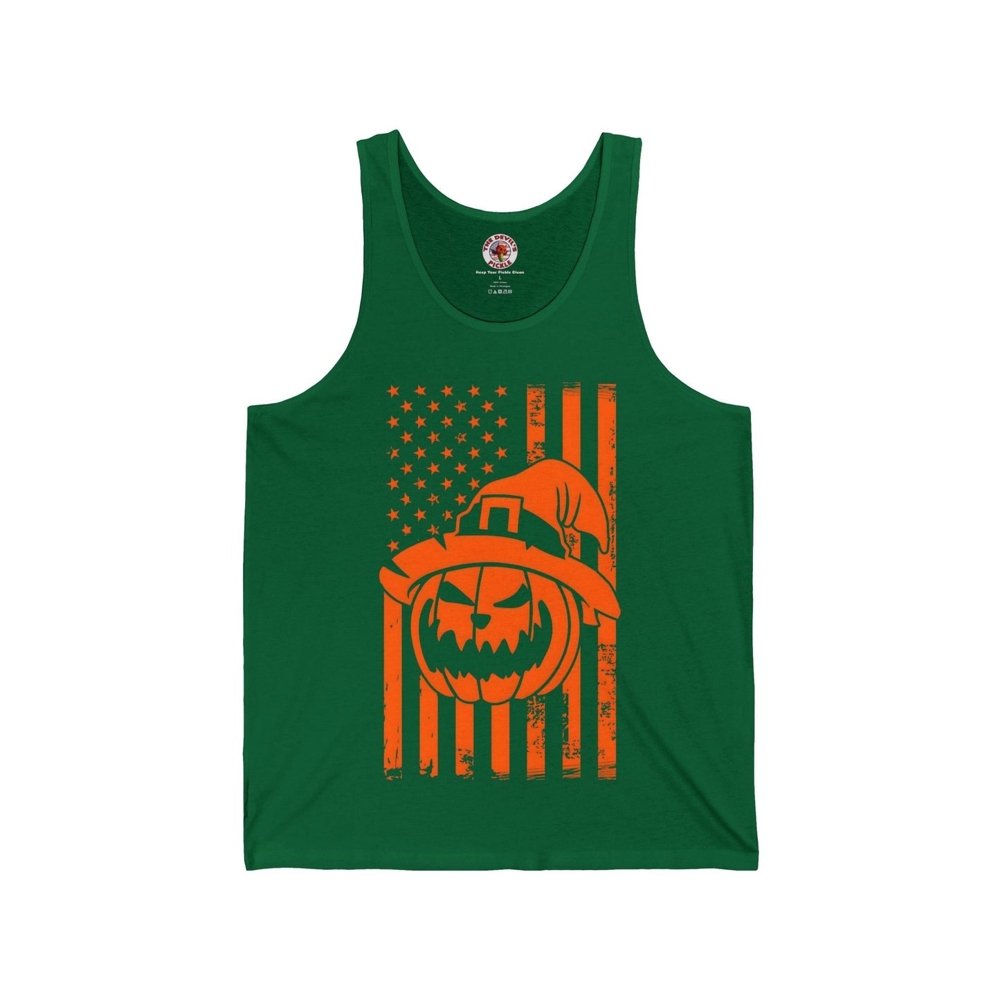 Pumpkin American Flag Tank Top The Devil's Pickle