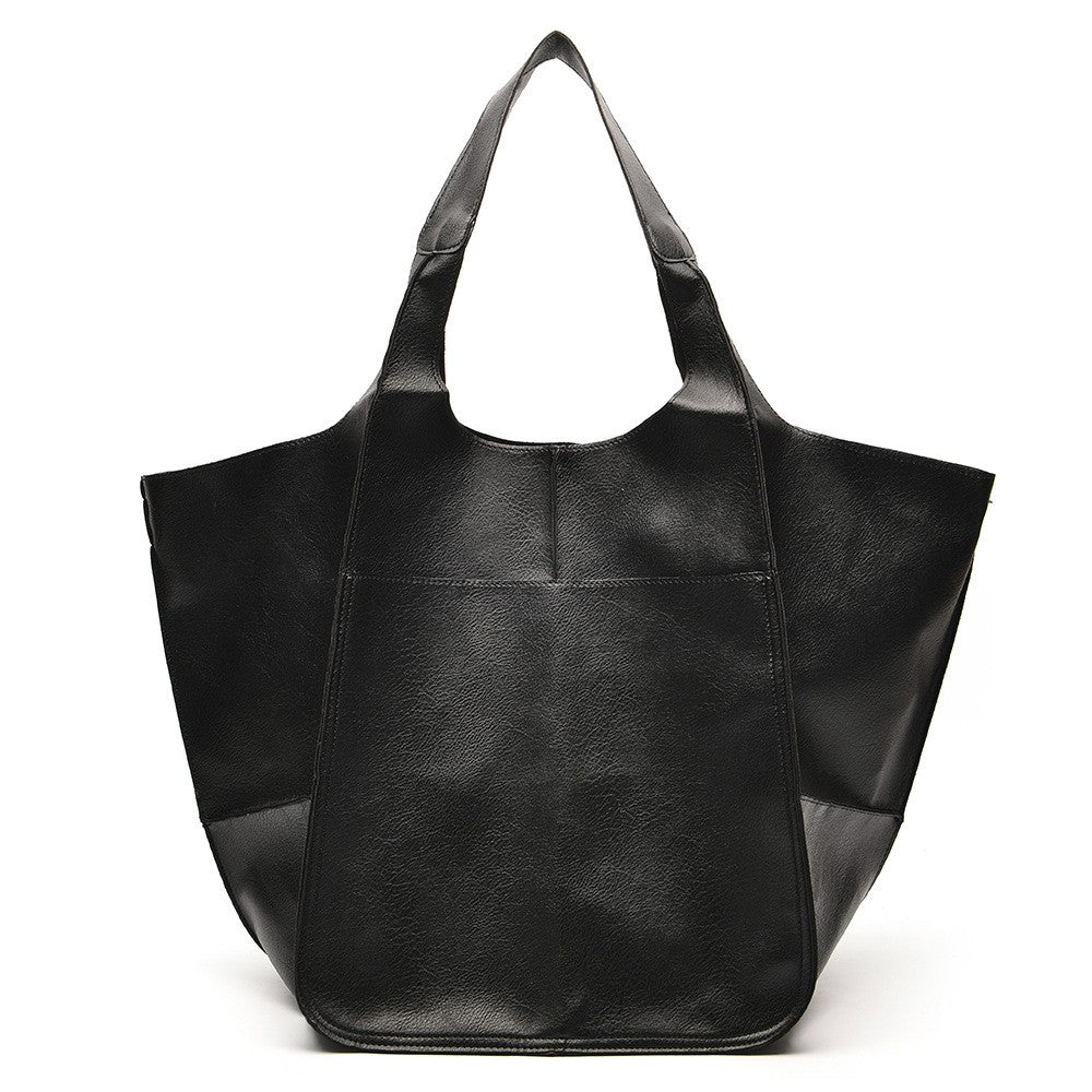 Large Capacity Retro PU Tote Bag For Women - Spacious & Stylish Handbag With Handy Front Pocket For Work, Travel & Everyday Chic NovaCart