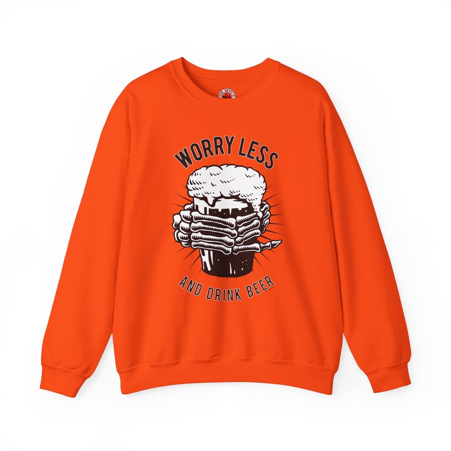 Worry Less and Drink Beer Crewneck Sweatshirt The Devil's Pickle
