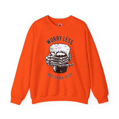 Worry Less and Drink Beer Crewneck Sweatshirt The Devil's Pickle