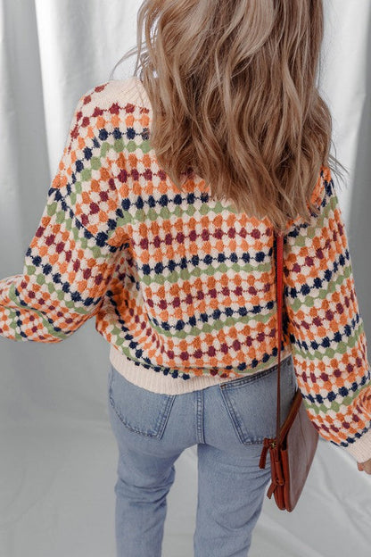 Dotty Striped Pattern Knit Drop Shoulder Sweater Shop Style & More | Fresh Looks, Everyday Deals & Free Shipping