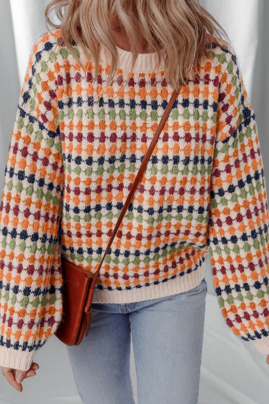 Dotty Striped Pattern Knit Drop Shoulder Sweater Shop Style & More | Fresh Looks, Everyday Deals & Free Shipping