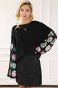 Black Floral Crochet Bell Sleeve Loose Sweater Shop Style & More | Fresh Looks, Everyday Deals & Free Shipping