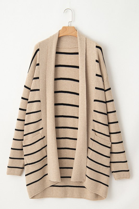 Stripe Shawl Neckline Open Cardigan with Pockets Shop Style & More | Fresh Looks, Everyday Deals & Free Shipping