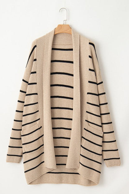 Stripe Shawl Neckline Open Cardigan with Pockets Shop Style & More | Fresh Looks, Everyday Deals & Free Shipping