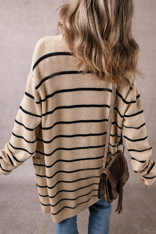 Stripe Shawl Neckline Open Cardigan with Pockets Shop Style & More | Fresh Looks, Everyday Deals & Free Shipping