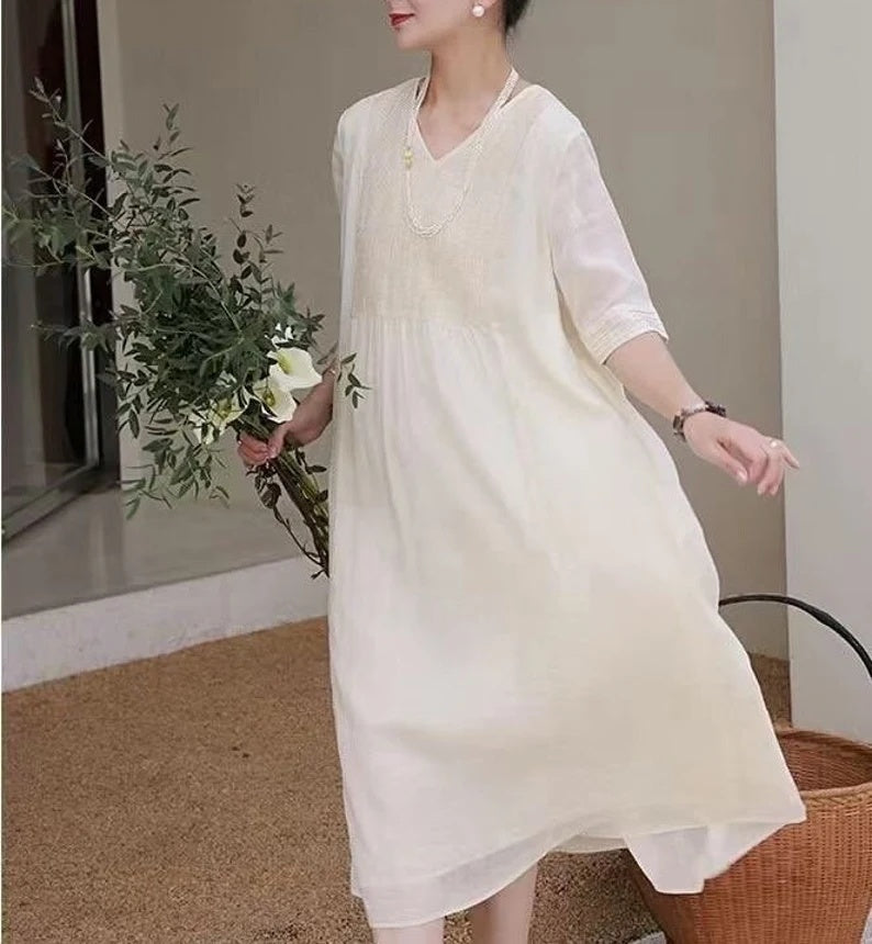 Women's Fashion Personality Linen Dress FitiqueFit