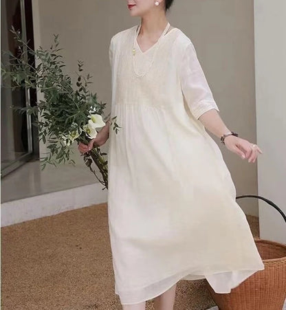 Women's Fashion Personality Linen Dress FitiqueFit