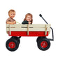 Outdoor Wagon All Terrain Pulling w/Wood Railing Air Tires Children Kid Garden（Red）