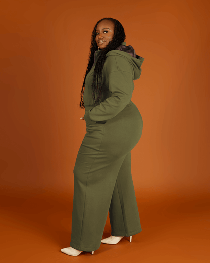 Green Satin Lined Jumpsuit KINApparel