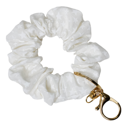 White Stars Scrunchie Key Chain Emily Anne Designs LLC
