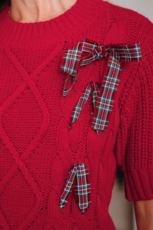 Christmas Plaid Lace-Up Puff Sleeve Sweater Shop Style & More | Fresh Looks, Everyday Deals & Free Shipping