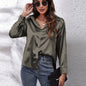 Hot Style In-Kind Shooting Satin Shirt Women'S Satin Imitation Long-Sleeved Shirt New European And American Cross-Border Women'S Clothing NovaCart