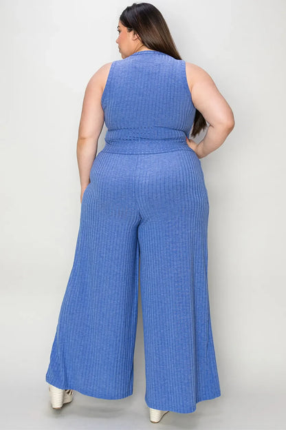 Basic Bae Full Size Ribbed Tank and Wide Leg Pants Set New Era Fashion LLc