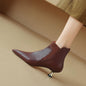 Women's Genuine Leather Kitten Heel Ankle Boots – Pointed Toe Side Zip FitiqueFit