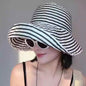Women's Wide-Brim Striped Sun Hat – UV Protection & Adjustable Fit FitiqueFit