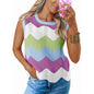 Women’s Rainbow-Striped Cropped Sweater Vest FitiqueFit