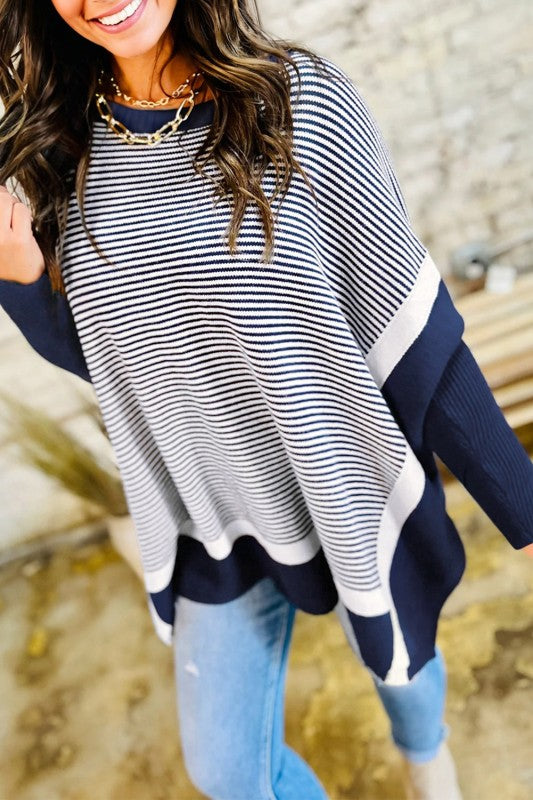 Stripe Colorblock Patchwork Dolman Sleeve Sweater Shop Style & More | Fresh Looks, Everyday Deals & Free Shipping
