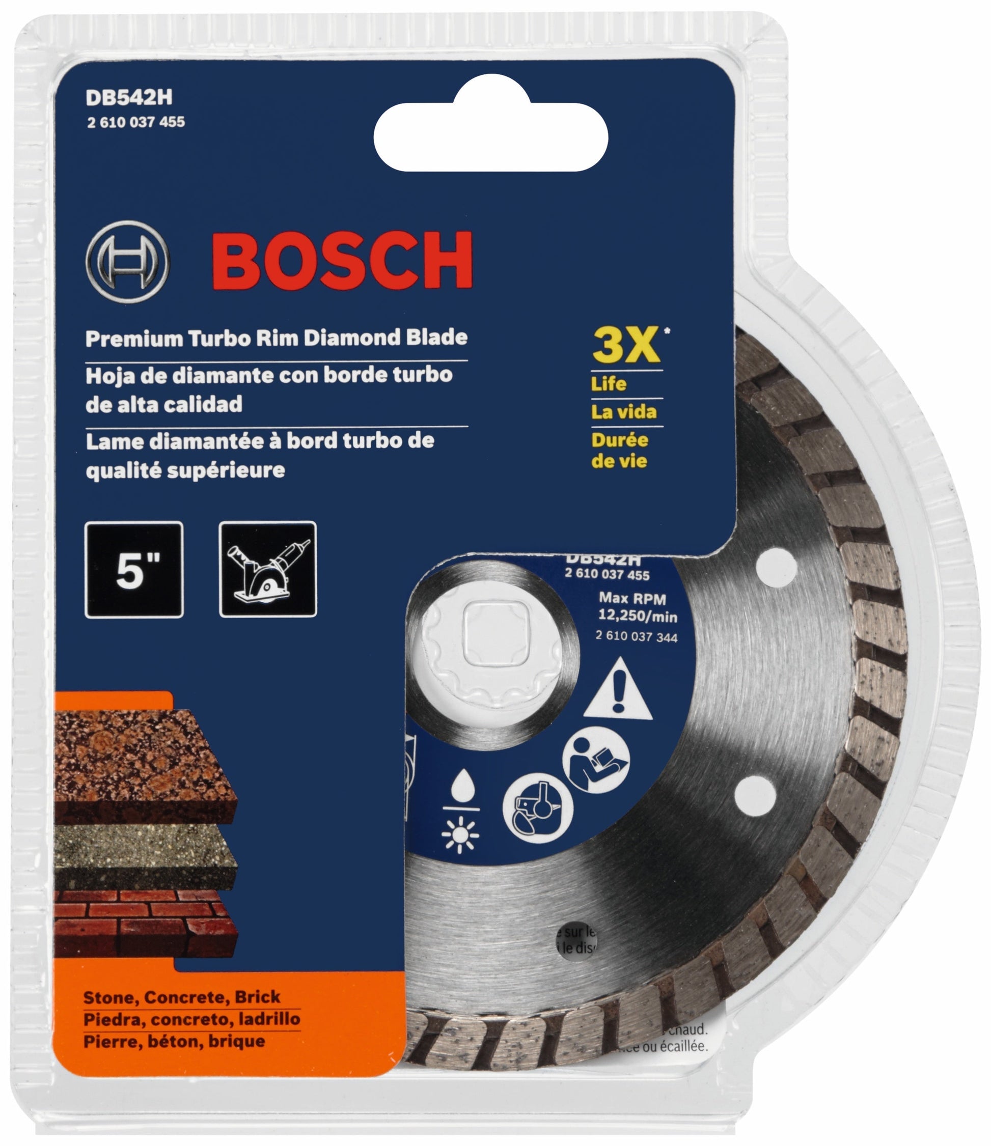 BOSCH DB542H 5 In. Premium Turbo Rim Diamond Blade for Smooth Cuts VM Hardware