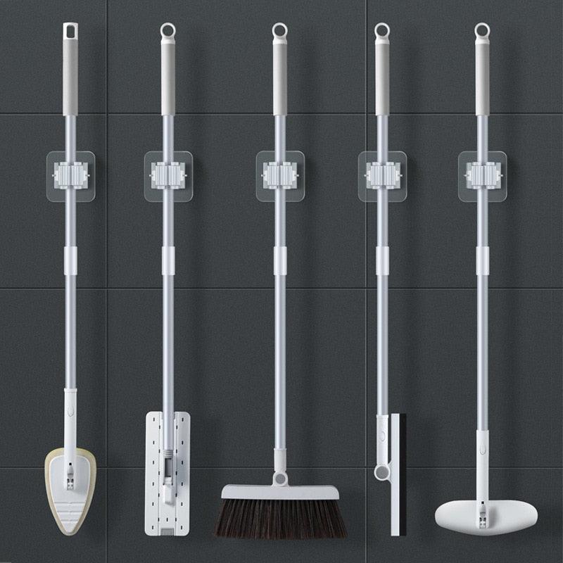 2/4PCS Home Storage Rack Bathroom Suction Hanging Pipe Traceless Hooks Wall Mounted Mop Organizer Holder Waterproof Broom Hanger Storage Rack Bathroom Suction Hanging Pipe Traceless Hooks Wall Mounted Mop Organizer Holder Stevvex