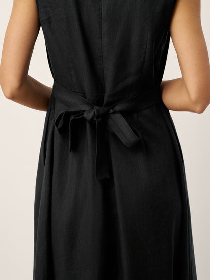 Linen-Lyocell V-Neck Sleeveless Maxi Dress WILLOW LINTICO