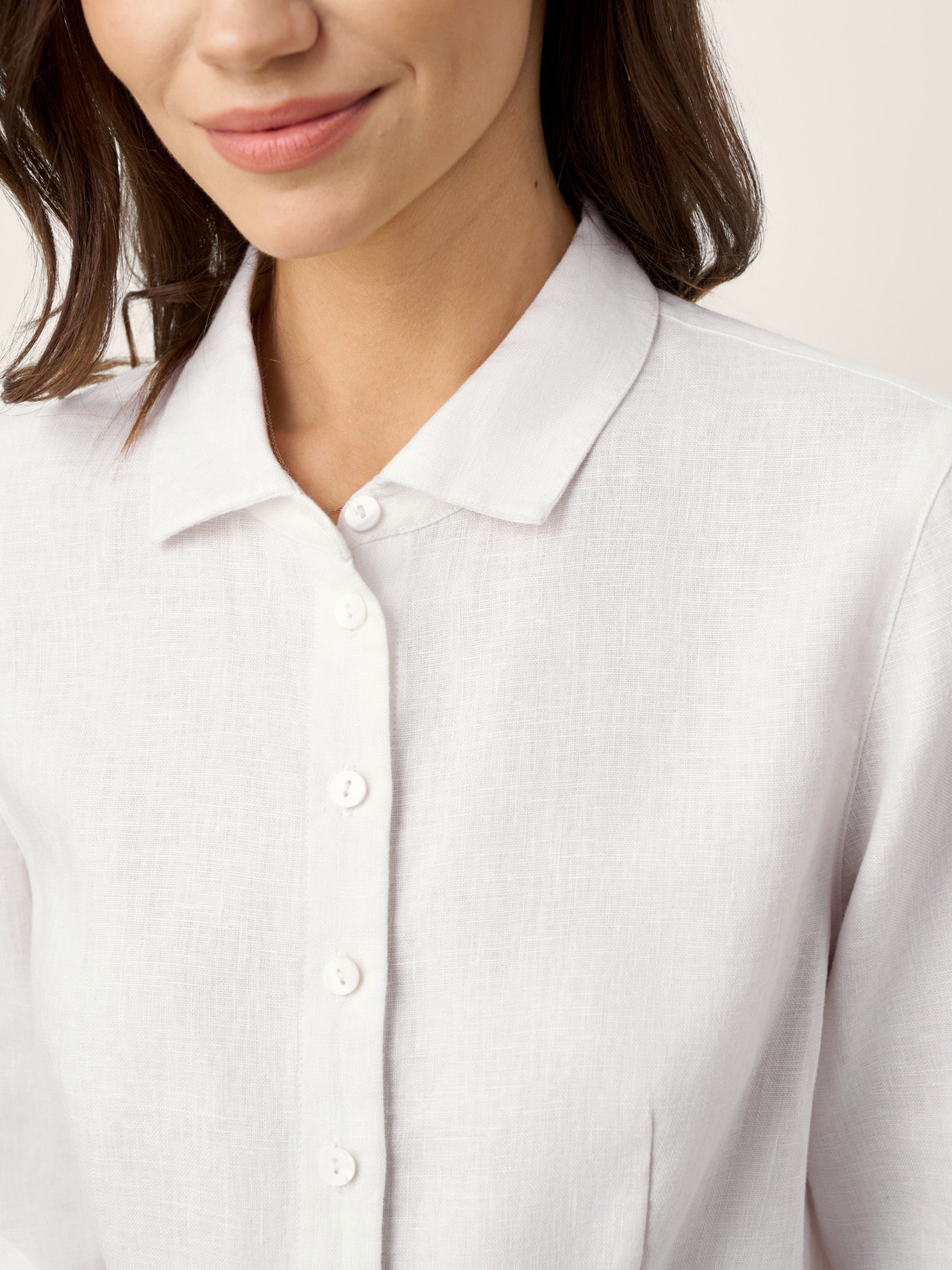 100% Linen Small Collar Curved Hem Tailored Shirt AVELINE LINTICO