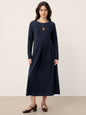 Wool Arc-Panel Sculpted Pleats Maxi Dress CALISTA